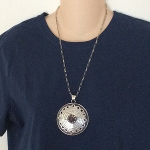 2 STERLING silver PENDANTS  w Amethysts + 1 chain